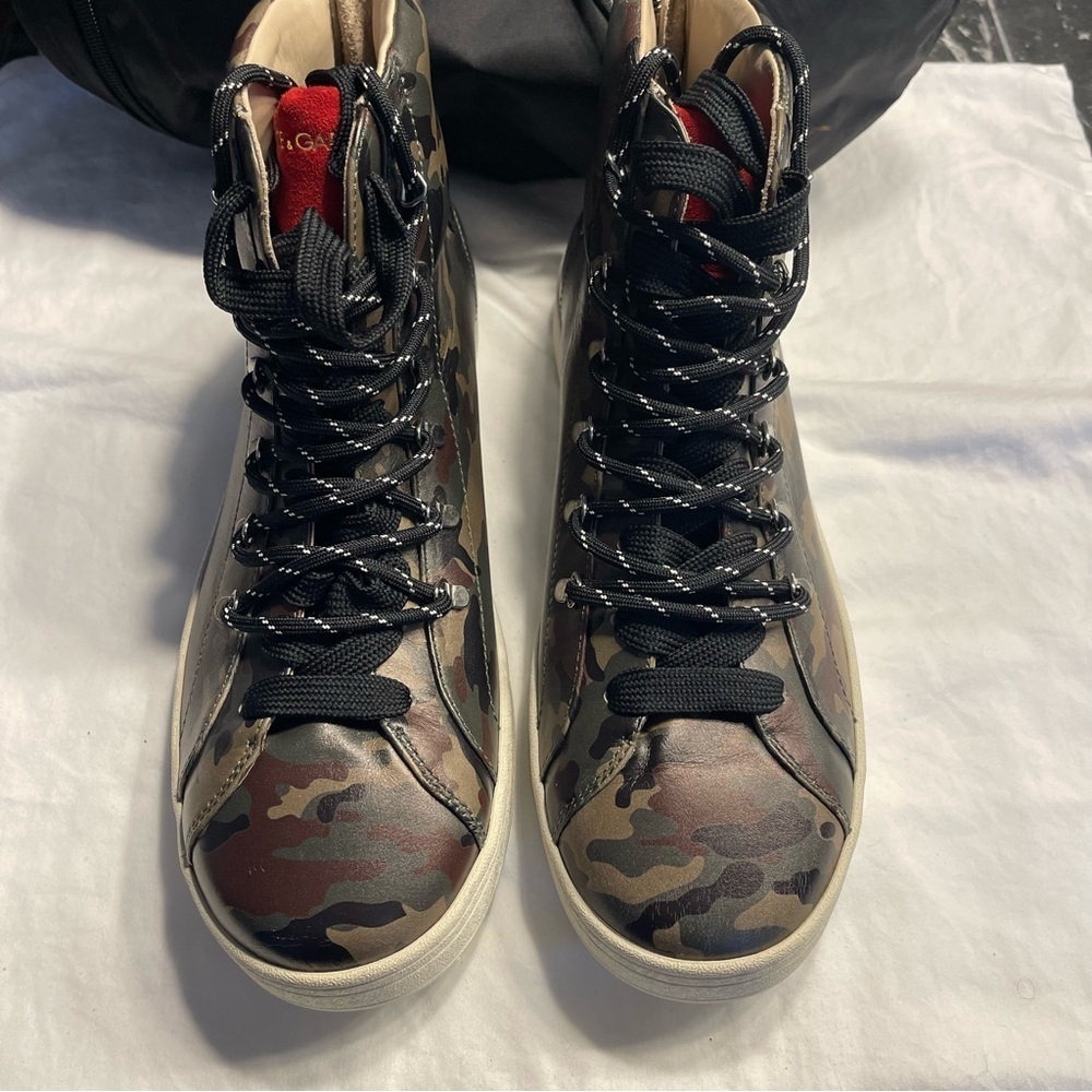Dolce & Gabbana Men's Leather Camouflage Camo High-Top Sneakers NEW - Picture 2 of 10